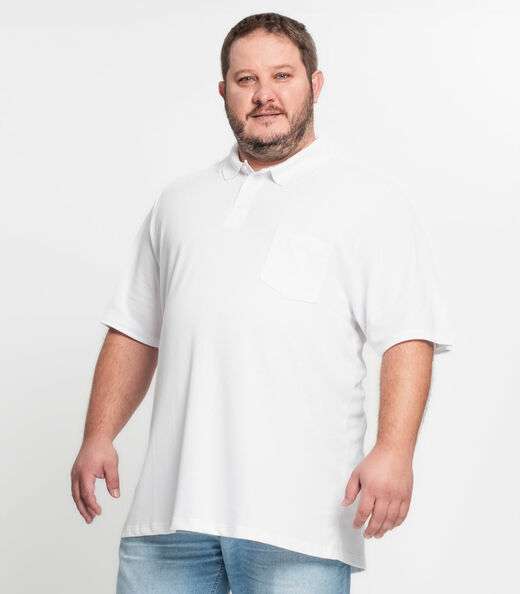 Camisa Polo Piquet Plus Size Masculina KO Branco