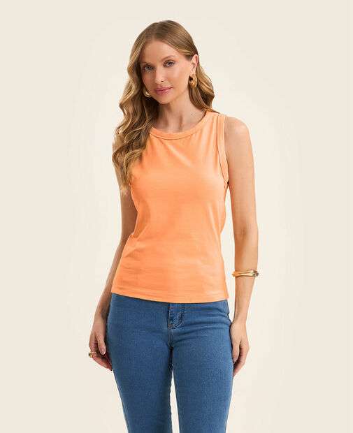 Regata Básica Feminina em Cotton Leve Rovitex Laranja