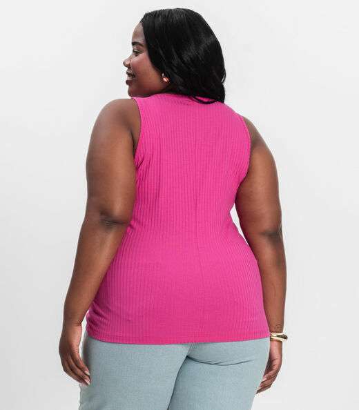 Regata Plus Size Em Ribana Canelada Secret Glam Rosa