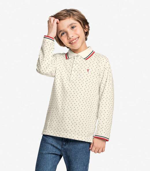 Image_Camisa Polo Infantil Manga Longa Trick Nick Bege
