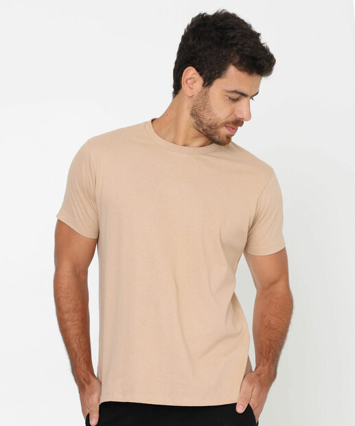 Image_Camiseta Masculina Básica Manga Curta Marisa Bege
