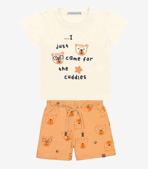 Image_Conjunto Infantil Camiseta Com Bermuda Trick Nick Bege