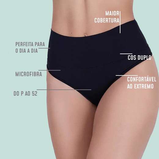Kit 5 Calcinhas Cós Duplo Microfibra Multicolorido