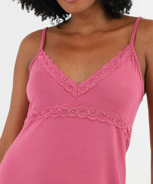 Camisola Estampa Recorte Renda Alças Finas Marisa Rosa