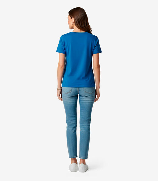 Blusa Feminina Manga Curta Infinita Cor Azul