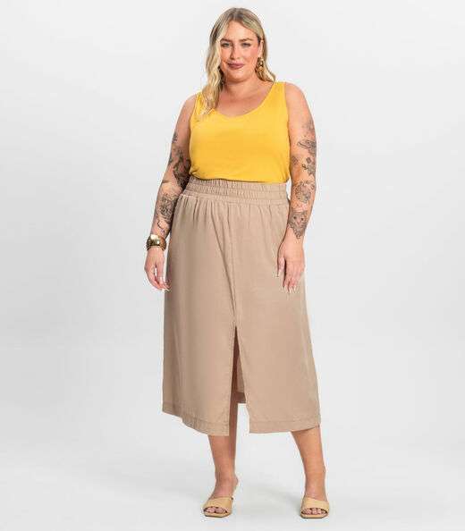 Regata Feminina Plus Size Secret Glam Amarelo