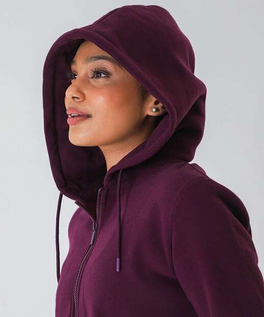 Casaco Feminino Moletom Fitness Marisa Roxo