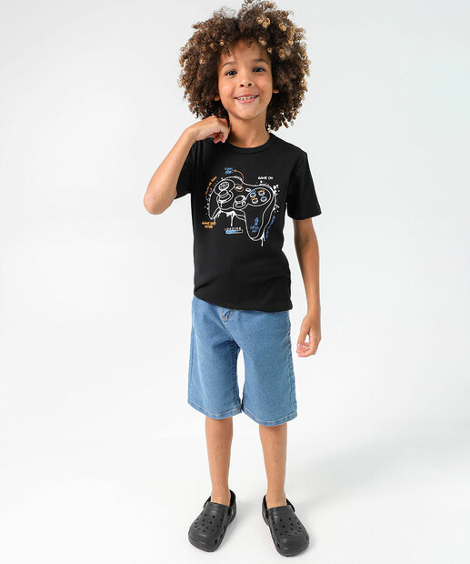 Camiseta Infantil Game Marisa Tam 4 a 10 Preto