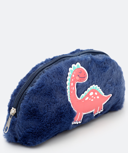 Image_Necessaire Feminina Pelúcia Dinossauro Azul