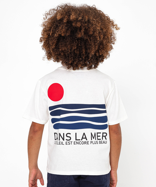 Camiseta Infantil Estampa MR Tam 4 a 10 Off White