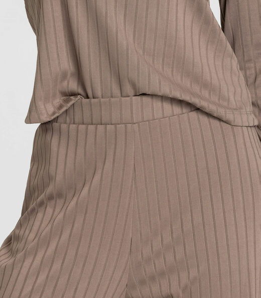 Conjunto Feminino Blusa E Calça Em Ribana Dianna Marrom