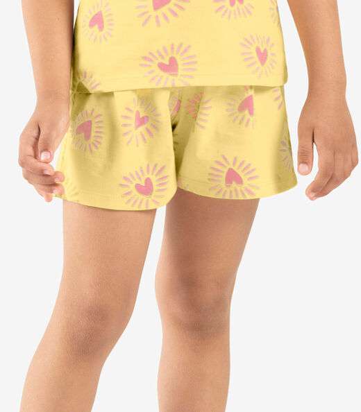 Pijama Infantil Feminino Meia Malha Rovi Kids Amarelo