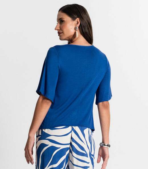 Blusa Feminina Manga Curta Rovitex Azul