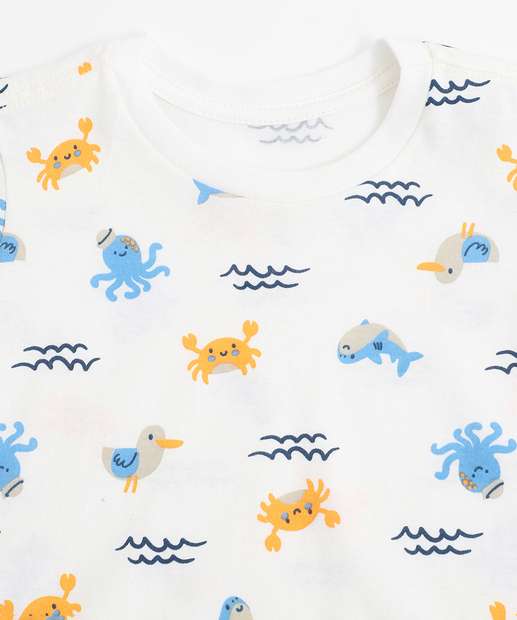  Camiseta Infantil Estampada Marisa Tam 1 a 3 Branco