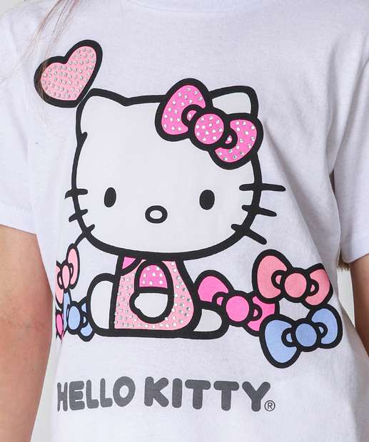 Blusa Infantil Hello Kitty Tam 4 a 10 Branco