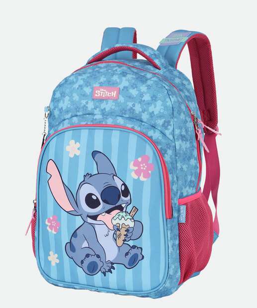 Mochila Infantil Escolar Stitch e Angel Disney