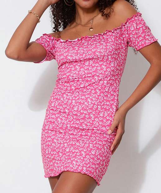 Vestido Feminino Ciganinha Estampa Flores Manga Curta