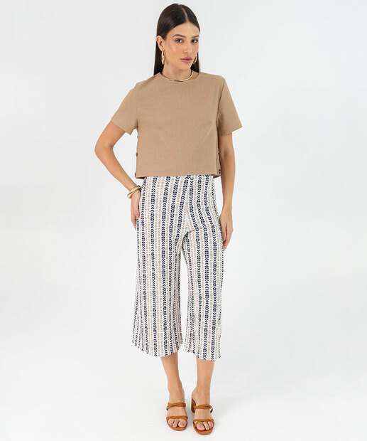 Blusa Feminina Manga Curta Marisa Marrom