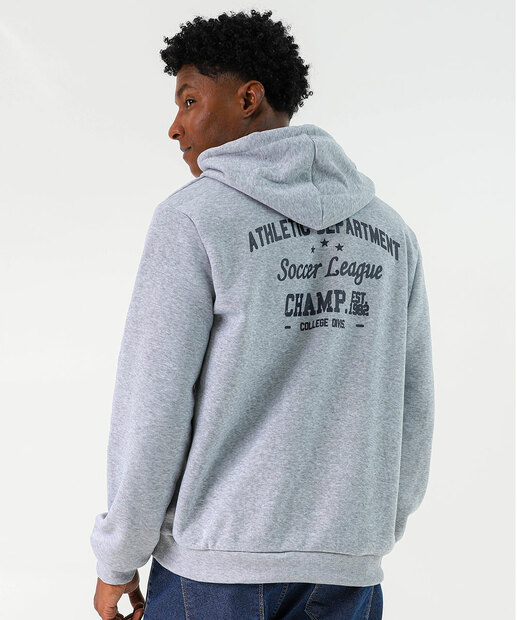 Blusão Masculino Moletom Capuz Marisa Cinza