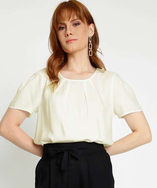Blusa Feminina Pregas Manga Curta Marisa 