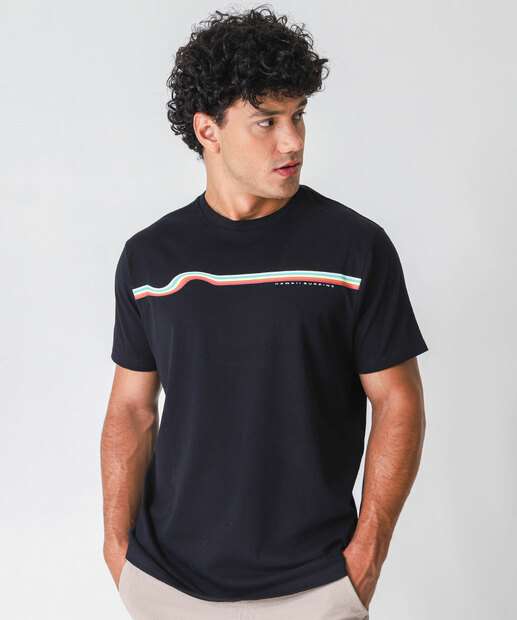 Image_Camiseta Masculina Estampa Listras MR Preto