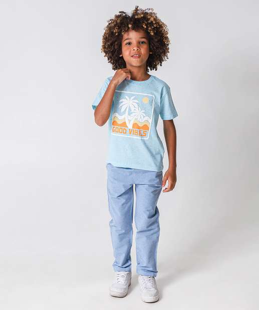 Camiseta Infantil Botonê Coqueiro Marisa Tam 4 a 10 Azul