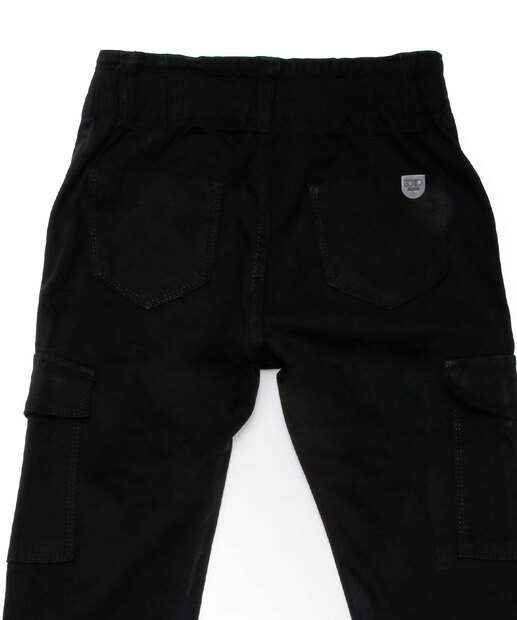 Calça Juvenil Sarja Cargo Bolsos Tam 10 a 16