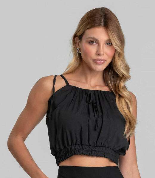 Image_Blusa Cropped Feminina De Alça Em Viscose Dianna Preto