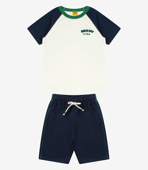Conjunto Camiseta com Bermuda Masculino Rovi Kids Azul