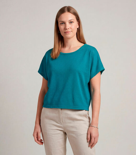 Blusa Feminina Básica Com Manga Curta Infinita Cor Azul