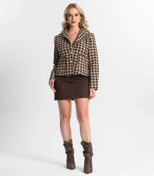 Casaco Feminino Tweed Com Botões Giada Marrom