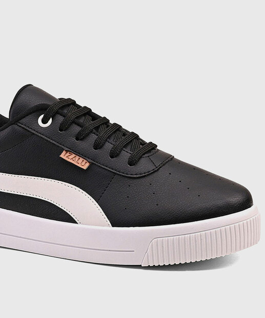 Tênis Feminino Casual Recortes Preto