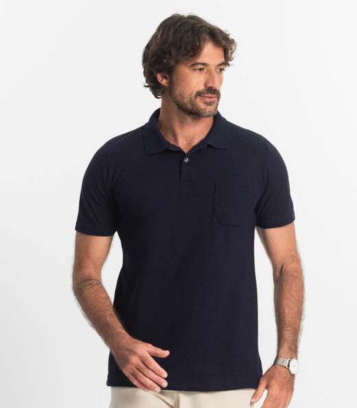 Polo Masculina Pique Diametro Azul