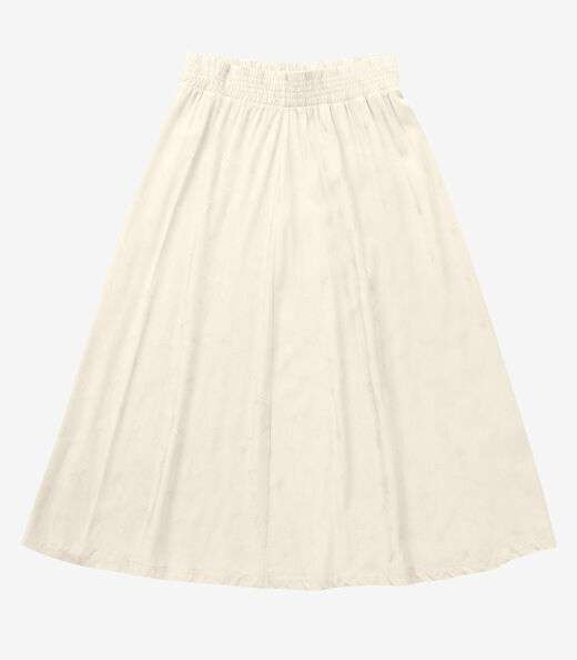 Saia Midi Viscose Maquinetada Bege