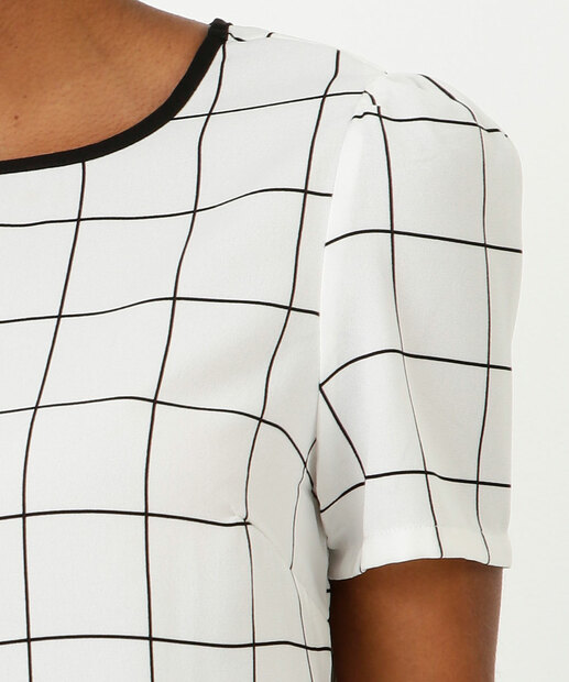 Blusa Feminina Quadriculada Manga Curta Marisa