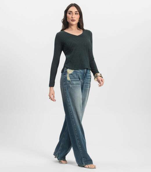 Blusa Manga Longa Infinita Cor Verde