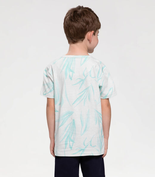 Camiseta Infantil Estampa Folhagens Trick Nick Azul