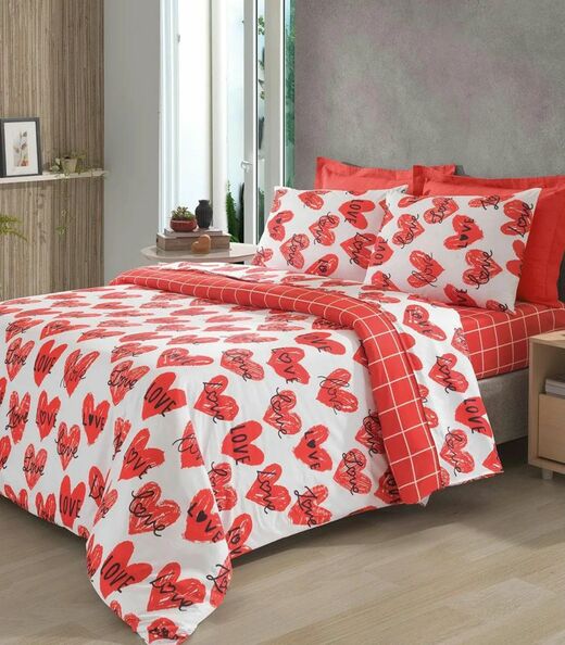 Jogo De Cama Queen Love 4 Peças Lar E Lazer Vermelho