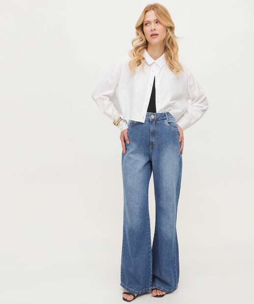 Image_Calça Jeans Wide Leg Feminina Bolsos 