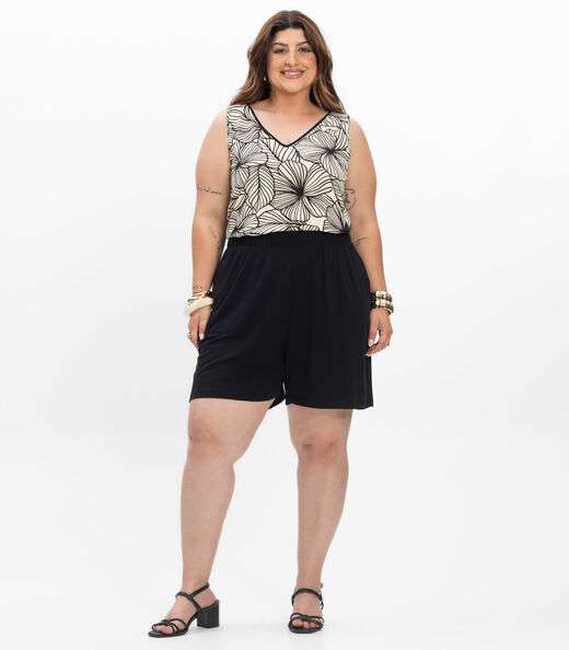 Regata em Viscose Feminina Plus Size Secret Glam Bege