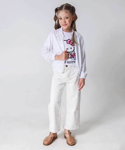 Jaqueta infantil Bomber Holografica Marisa Tam 4 a 10 Branco