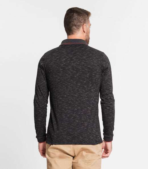 Camisa Polo Masculina Em Meia Malha Diametro Preto