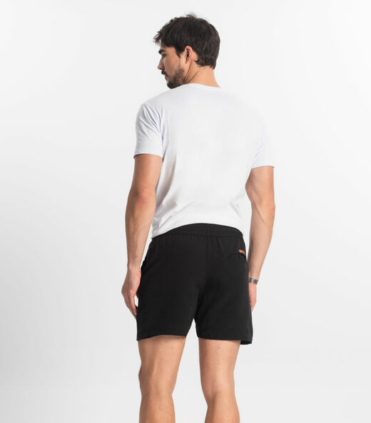 Bermuda Masculina Sarja Elástico E Bolsos Shift Preto
