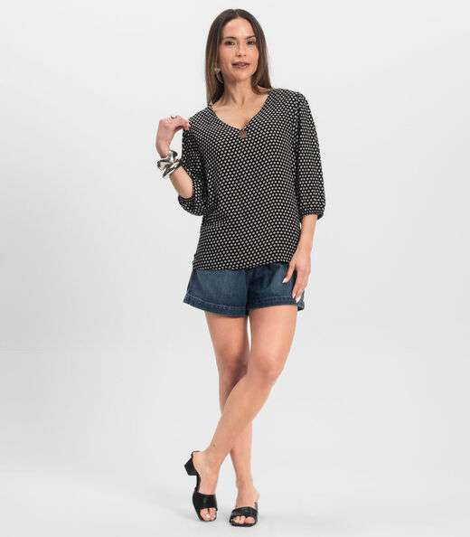 Blusa Manga Curta Infinita Cor Preto