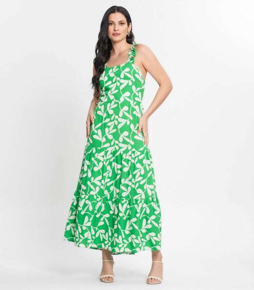 Vestido Feminino Longo Estampado Select Verde