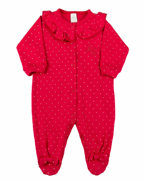 Macacão Suedine Estampado Bolinhas AZ - Vermelho