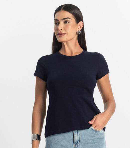 Blusa Feminina Cotton Leve Básica Rovitex Azul