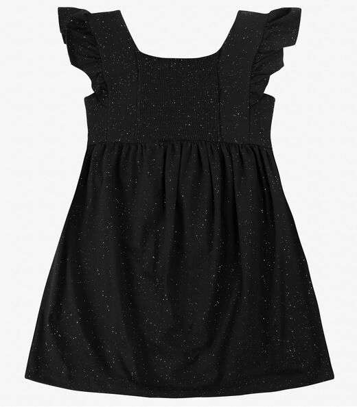 Vestido Infantil em Cotton Glitter Trick Nick Preto