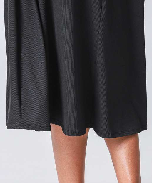 Saia Feminina Midi Evasê Canelada Marisa Preto