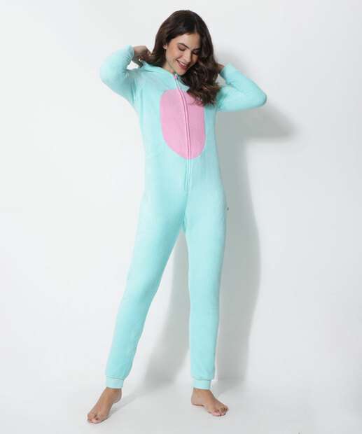 Macacão Feminino Fleece Estampa Dinossauro Marisa